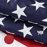 SYII American Flag 2.5x4 Ft TearProof Series for Outside, Heavy Duty Tough Spun All Weather US Flag for High Wind, Embroidered Stars Sewn Stripes and 2 Brass Grommets