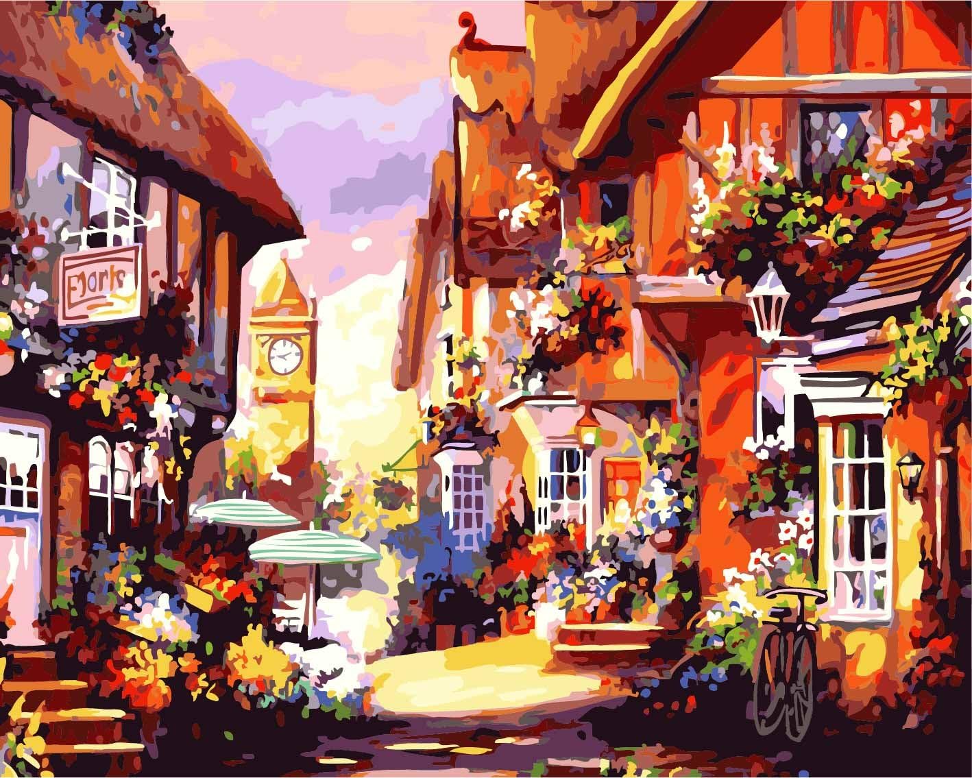 DIY PBN-Paint by Numbers Countryside of Europe 16-by-20 inches Frameless.