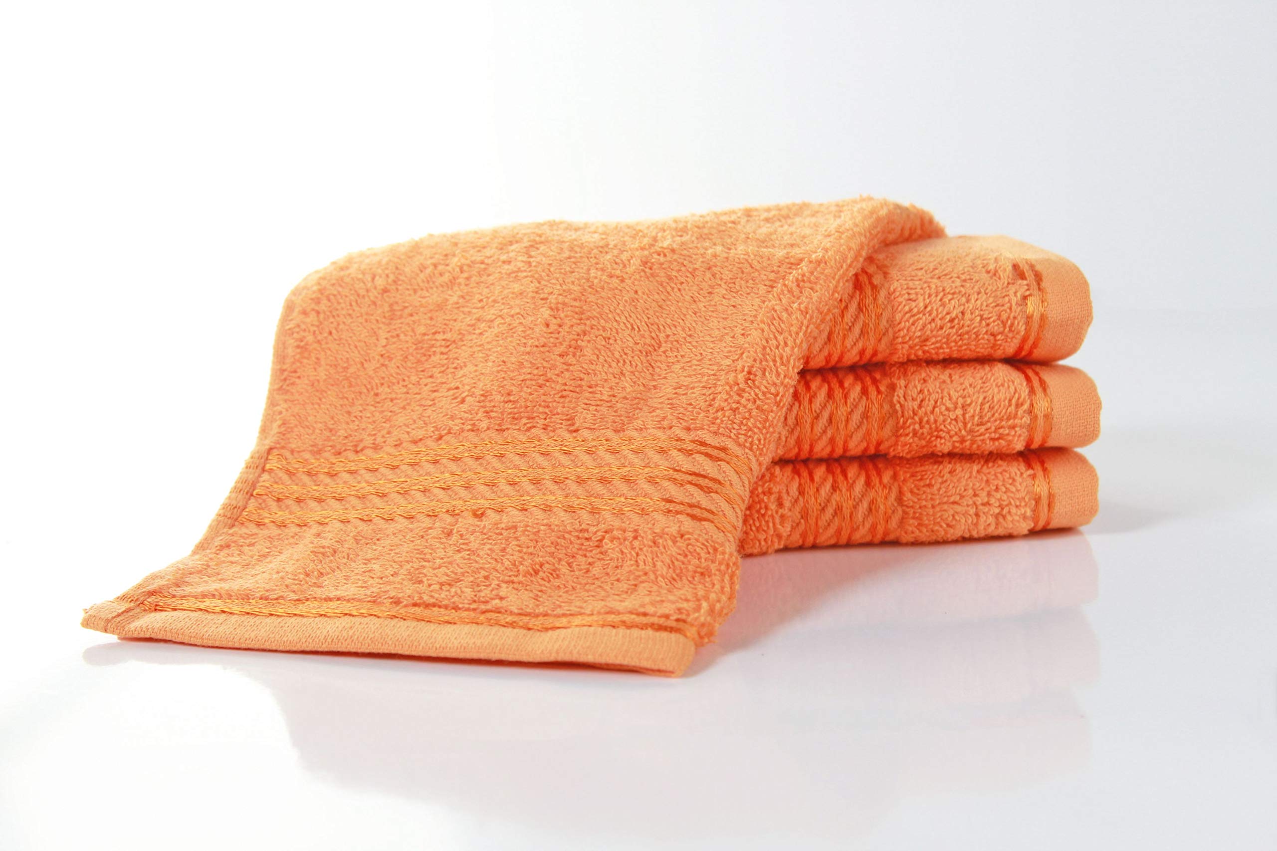 Bentley Priory Linens Supreme Face Flannels for Bathroom 500GSM Super Soft Cotton Pack of 4 Absorbent and Quick Dry Face Cloth Flannel Towels Set 30 x 30cm (ORANGE)