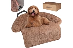 Ladadee Dog Couch Calming Bed Protector Cover Waterproof, Pet Couch Sofa Cover for Dogs, Dogs Landing Sofa Bed Protector Cover, with Neck Bolster, Fluffy Plush Dog Bed Mat for Dogs and Cats