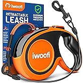 Retractable Dog Leash 18.2 ft – Chew Proof Cable Included – 360° Tangle-Free Design – Heavy Duty Reflective Leash – Soft Anti-Slip Grip Outdoor for Small Medium & Large Dogs up to 110 lbs (Orange)