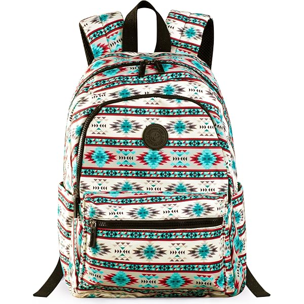 Ariat Southwest Diamond backpack,laptop padded,3 zipper compartments,canvas Amazon.com | ARIAT Unisex Southwest Diamond Backpack, Multi  main image 3