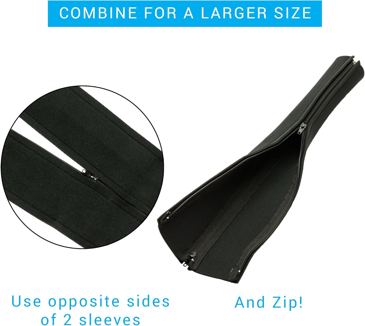 Cable Sleeve, Cable Cover, Wire and Cord Hider - Set of 4 - Computer, TV or Desk Management - Home & Office Organizer Concealer - 20’' - Premium Flexible Neoprene Wrap, Zipper, Conduit - Black: Office Products