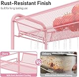 3-Tier Rolling Cart On Wheels Pink Easy Assemble Storage Trolley view 4