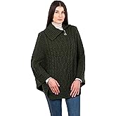 SAOL Ireland Ladies 100% Merino Wool Cowl Neck Zipper Poncho