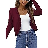 OmicGot Women's Long Sleeve Cardigan Sweaters Open Front Cropped Bolero Shrugs for Dresses S-XL