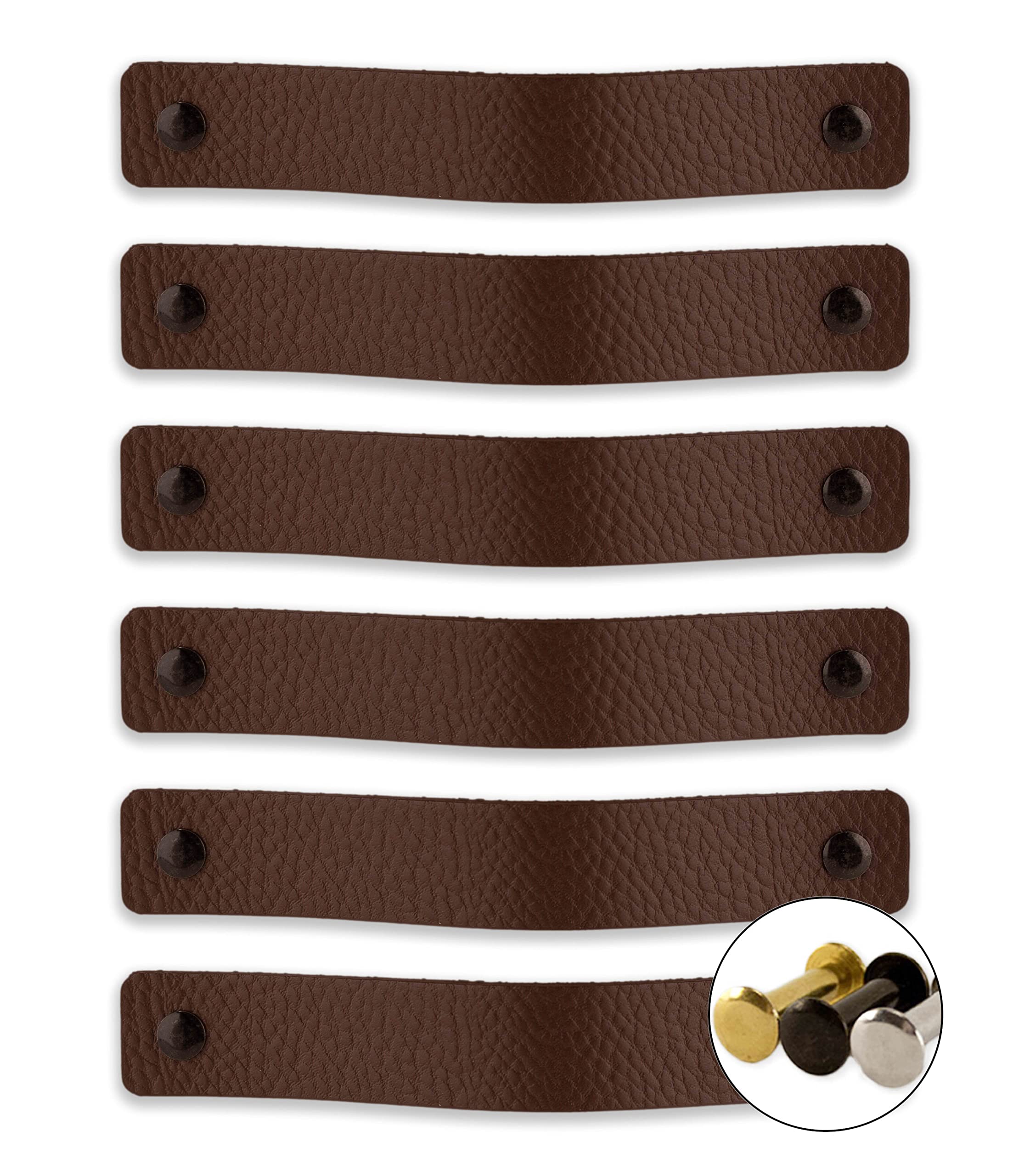 Brute Strength - Leather Drawer Pulls - Brown - 12 pcs - 7-7/8 x 1 ’’ - Leather Handle - Leather Dresser Pulls - Cabinet knobs Dresser knobs - Dresser Handles