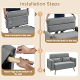 Yaheetech Small Modern Fabric Loveseat 116cm Light Grey with Pillows view 9