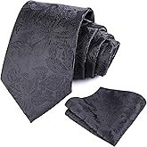 Alizeal Mens 3.35inches Large Floral Pattern Necktie and Printed Pocket Square Set
