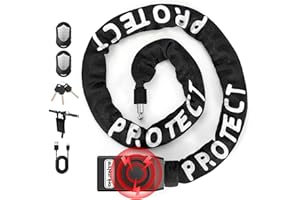 BANGTING 4FT Smart Alarm Bike Lock - 110dB Remote-Controlled Siren & 8mm Anti-Theft Chain with Key for Bicycle, E-Bike, Scooter, Motorcycle (Black)