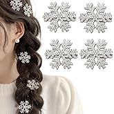 Christmas Snowflake Hair Clips - Silver Snowflake Alligator Clips | Festive Holiday Hairpins for Women Girls Xmas Hair Barrettes New Year Party Wedding Hair Accessories Christmas Party Gifts 4PCS