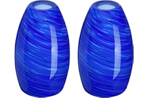 CJY CHENJINYAN 2 Pack 4.65 Inch Handblow Art Blue Oval Glass Lamp Shade Light,for Replacement Goble Glass Shade for Kitchen Island Pendant Ceiling Chandelier Light Fixture