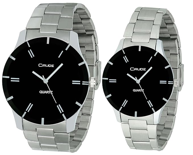 Analogue Black Dial Couple Watches -rg583