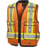 Pioneer Hi Vis Surveyor's Safety Vest for Men - 1200D Oxford Poly PU with Zip – High Visibility Reflective Tape for Work
