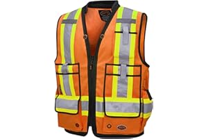 Pioneer Hi Vis Surveyor's Safety Vest for Men - 1200D Oxford Poly PU with Zip – High Visibility Reflective Tape for Work