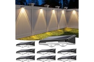 UGDLUCK Solar Fence Lights Outdoor, 7 Fixed Colors ＆ Color Changing IP65 Waterproof Solar Powered Lights for Backyard/Patio/Fence/Wall/Deck/Step/Porch/Railings/Pool (8pack)