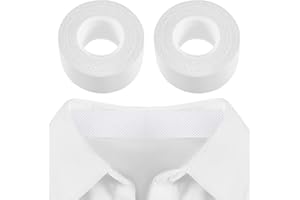 Jecery 2 Rolls 2 Rolls Sweat Pads Collar Protectors for Men Shirts, Disposable White Shirt Neck Tape, Dress Hat Collar Self Adhesive Invisible Liner Patch Against Sweat Stain (1.18 Inch)