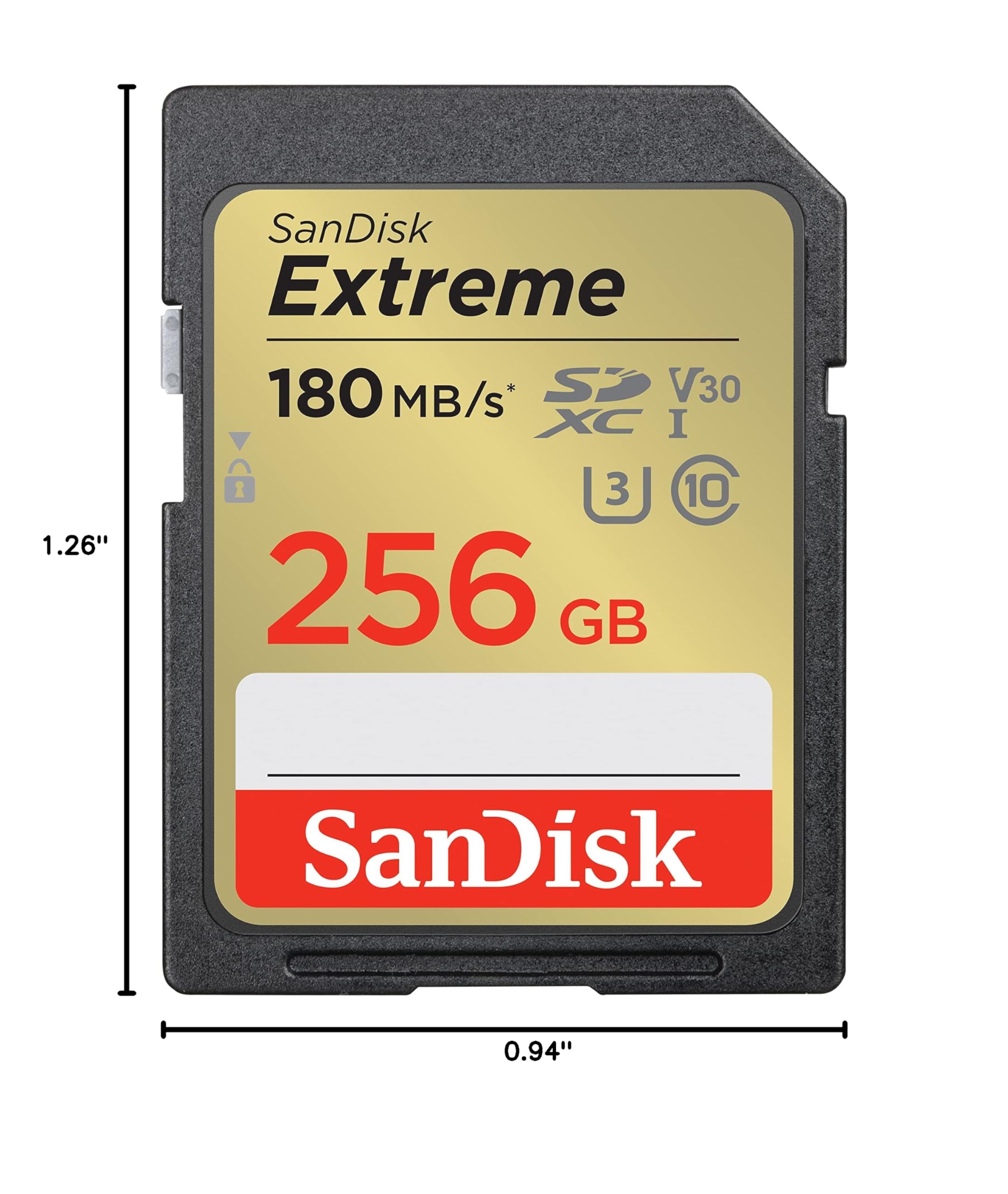 SanDisk 256GB Extreme SDXC UHS-I Memory Card - C10, U3, V30, 4K, UHD, SD Card - SDSDXVV-256G-GNCIN