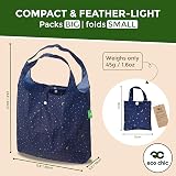 ECO CHIC Lightweight Foldable Reusable Shopping Bag Navy Stars and Moons view 4