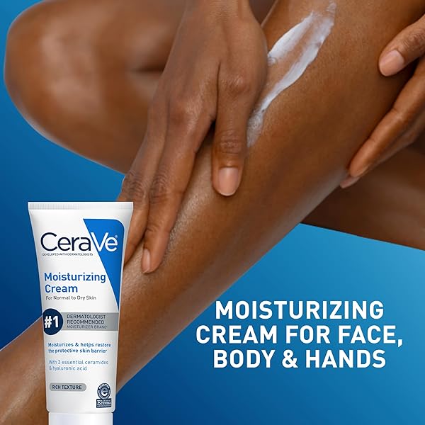 CERAVE MOISTURIZING CREAM, FACE BODY MOISTURIZER, NORMAL TO DRY SKIN, 8 FL OZ