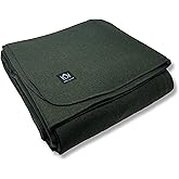 Arcturus Tahoe Wool Bed Blanket | Soft, Breathable Wool Blanket for Year-Round Comfort - Queen Size (90"x 96") | Thick, Washable & Warm (Olive Green)