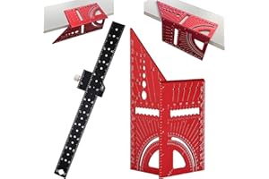 Dajianglx 3D Multi-Angle Measuring Ruler and Slide Ruler, 45/90 Degree High Precision Aluminum Construction Layout Square Angle Gauge Protractors, Multifunctional Woodworking Carpenter Square Tool Set