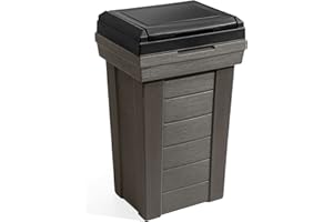 Step2 Lakewood Garbage Container - Dark Cedar - Indoor/Outdoor Refuse Container - Large Capacity Garbage Receptacle - Decorative Trash Can with Lid - Ideal for Patio, Kitchen, Pool Storage and More