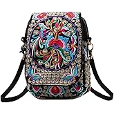 AWXZOM small Embroidered purse,Embroidered cell phone crossbody bag Coin Purse mexican purse Vintage wallet small crossbody cell phone purse