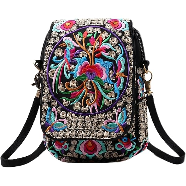 Amazon.com: SILKAREA Embroidered Canvas Sling Backpack for  display picture 2