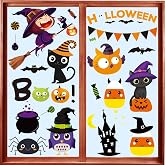 Halloween Window Clings Halloween Decorations Window Stickers Decals | Halloween Cute Pumpkin Ghost Decor for Office Home Room Bathroom Kitchen Indoor School Classroom Decor
