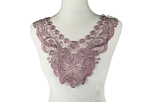 Carytalee 2 PC Dusty Pink Lace Applique Flower Patches Sew on Embroidery Trim for DIY Sewing Crafts Clothing Wedding Dress Applique Decoration, 14 x 11.8 Inch