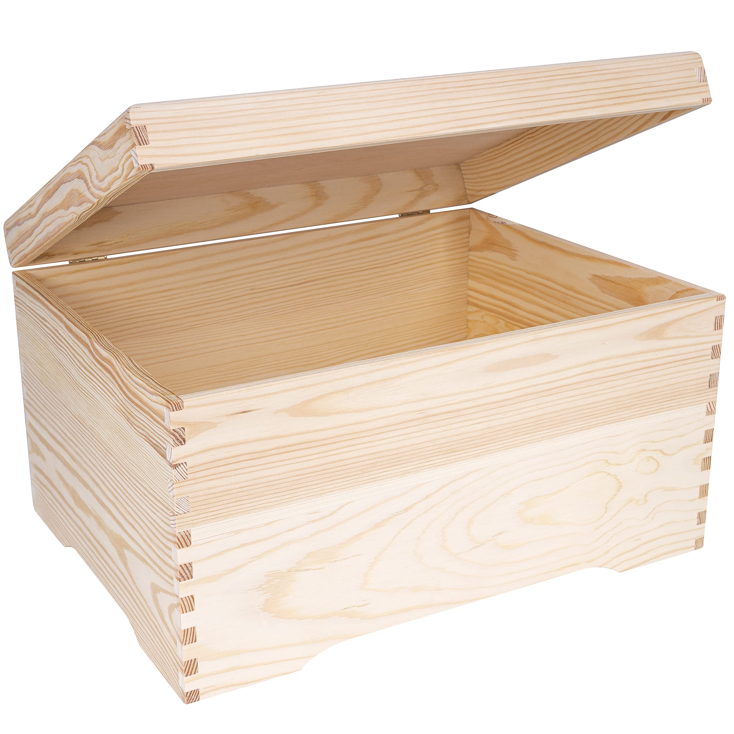 Creative Deco XXL Extra Large Wooden Storage Box | 40x30.5x24 cm | Plain, Unfinished & Unpainted with Hinged Lid | Easter Storage Keepsake Trinket Chest | Wood Memory Treasure Craft Gift Box