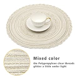 SHACOS 15 inch Round Braided Placemats Set of 12