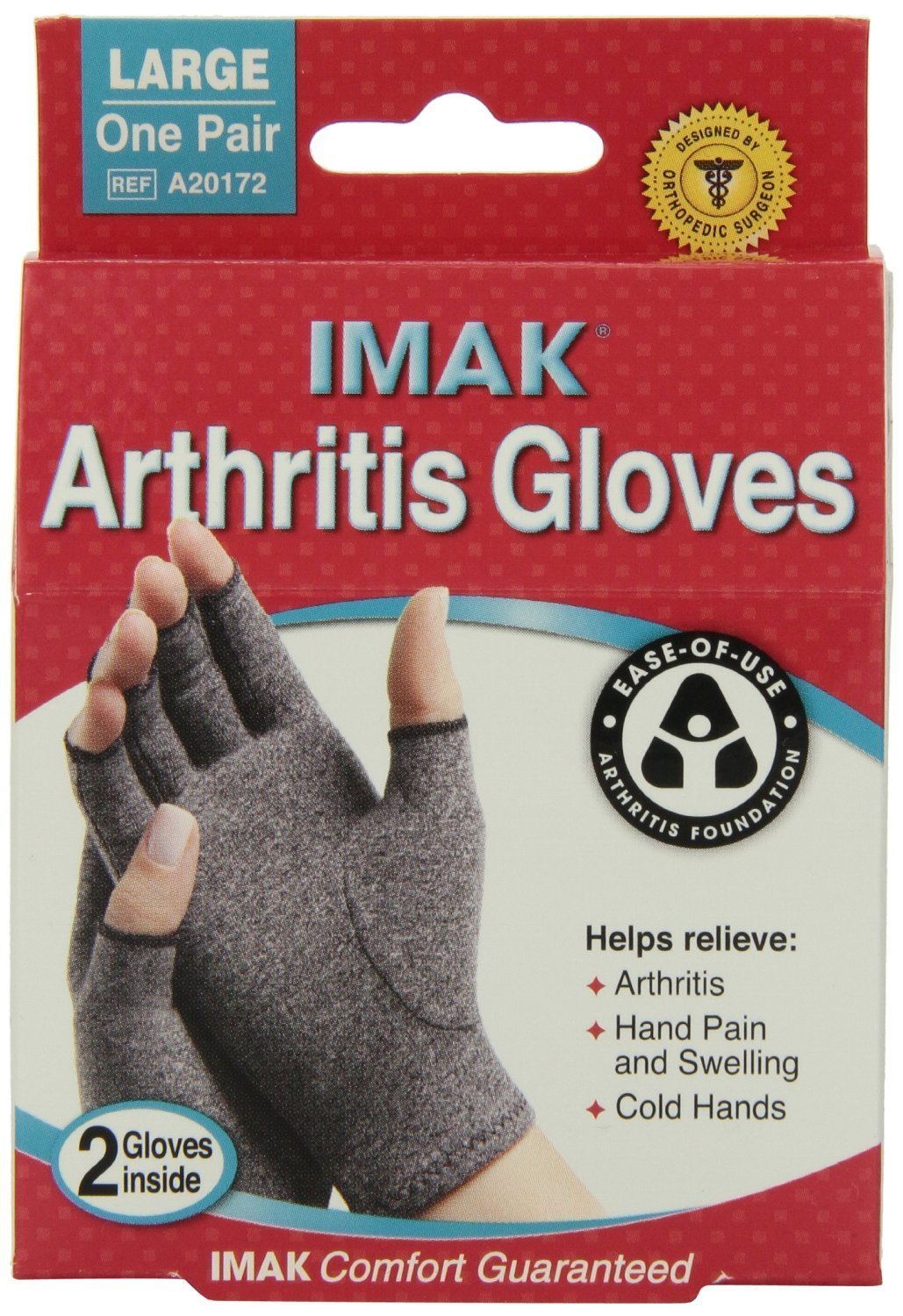 IMAK Arthritis Gloves Large Relieve Aches, Pains and Stiffness with