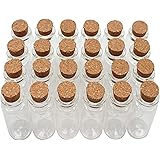 Axe Sickle 10 mL Cork Stopper Glass Bottles Mini Clear Glass Bottles 24 Pcs.
