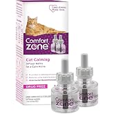 Comfort Zone Cat Calming Diffuser Refill, 2 Pack of 30-day refills | Reduces cat stress, use with Comfort Zone Diffuser, refills lasts up to 30 days, expert recommended, drug- and fragrance-free