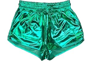LAKIOLINS Girls Metallic Shorts Sparkle Hot Pants Shiny Dance Outfits Atletic Short Pants