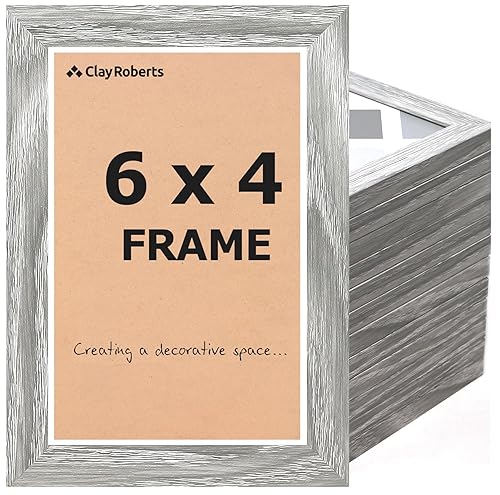 Picture Frame 6 x 4, Light Grey, Pack of 12, Freestanding and Wall Mountable, 10 x 15 cm, 6x4 Picture Frames, Grey 6x4 Photo Frames, 4x6 Photo Collage Gallery Display