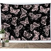 HVEST Pink Butterfly Wall Hanging - Galaxy Space Tapestry for Bedroom, Kids Room, Living Room - 40L x 60W inches