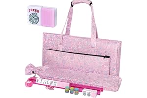 TIASUSAN American Mahjong Game Set, 166 Pink Tiles, Pink Bag and Entire Accessories, 4 All-in-One Rack/Pushers, Mahjong Tiles Set