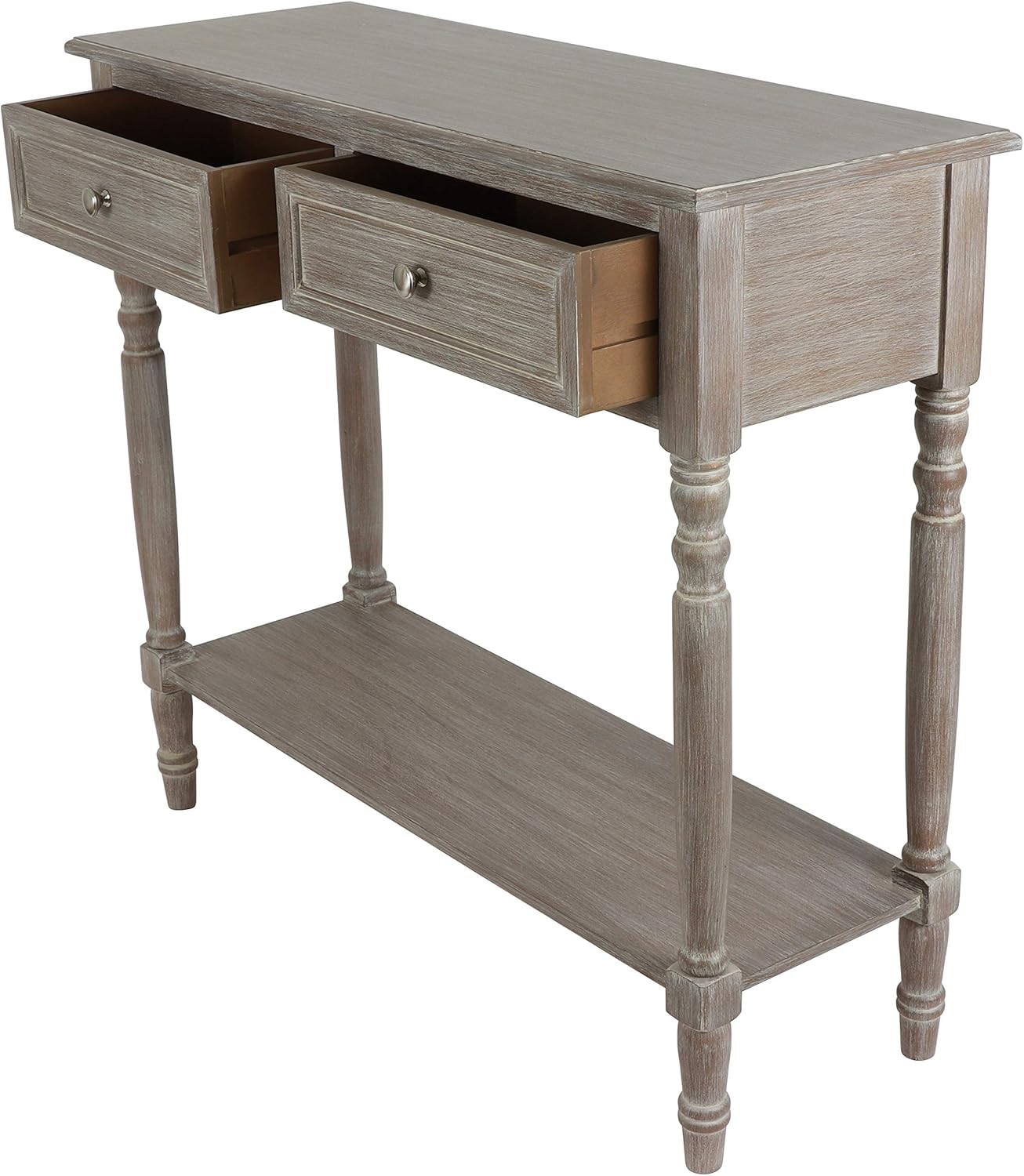 Decor Therapy Simplify Two Drawer Console table, Natural Wood: Furniture & Decor
