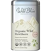 Wild Bliss Organic Hawthorn Loose Leaf and Flower Tea - Caffeine Free Heart Health Herbal Support - 1.76 Oz - 25 Servings