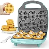 Baker's Friend Multi Mini Waffle Maker Machine, 6 x 3'' Small Waffle Iron, Perfect for Families and Individuals Use, Excellent Choice for Breakfast Brunch Parties &amp; Events, Aqua