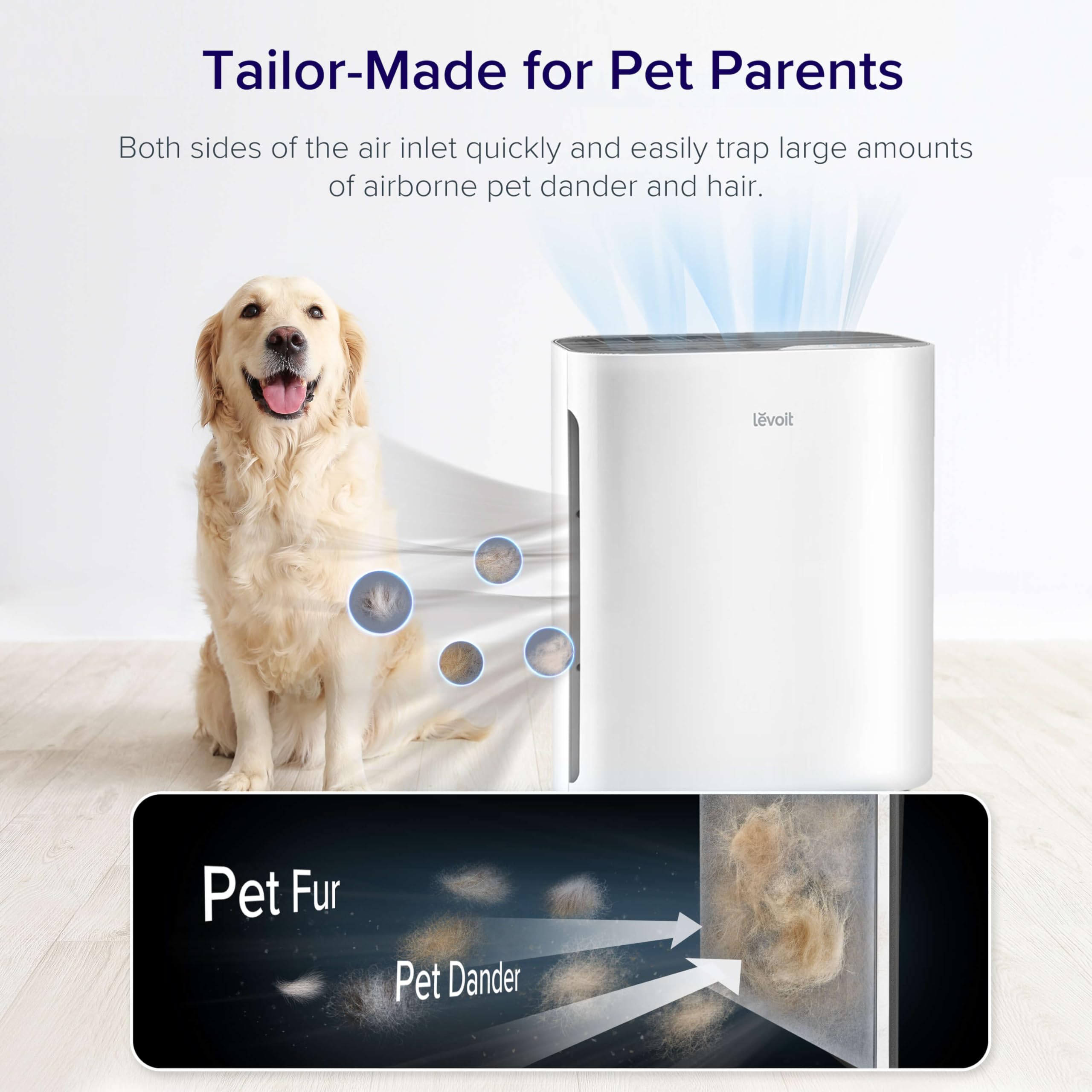 LEVOIT Air Purifiers for Home Large Room, Main Filter Cleaner with Washable Filter for Allergies, Smoke, Dust, Pollen, Quiet Odor Eliminators for Bedroom, Pet Hair Remover, Vital 100, White - Image 3