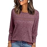 AUTOMET Womens Lace Long Sleeve Shirt Fall Top Fashion Dreesy Casual Tunic Sweaters Mesh Clothes Trendy Work Cute Outfits