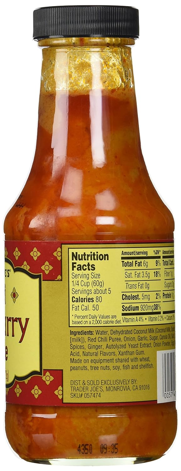 trader joe's yellow curry sauce nutrition