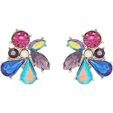 Betsey Johnson Stone Cluster Button Earrings
