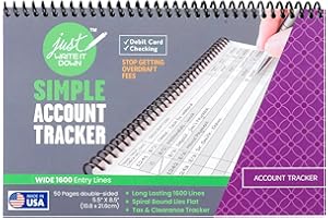 The Superior Register - Simple Account Tracker - Big Checkbook Register & Financial Ledger - Debit Card Register - Bank Register - 1 Pack, Purple, Wide Edition