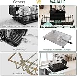 MAJALiS 2 Tier Dish Drainer Rack Stainless Steel Anti Rust Black view 3