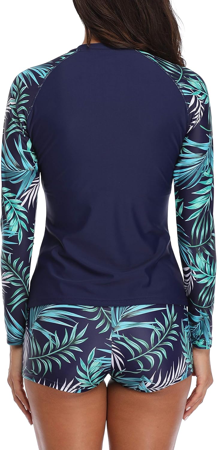 Daci Women Rash Guard Long Sleeve Swimsuits UV UPF 50+ Swim Shirt Bathing Suit with Boyshort Bottom at  Women’s Clothing store